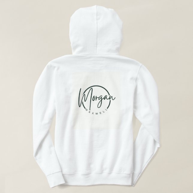 Elegant Script Monogram Personalised Name Hoodie (Design Back)