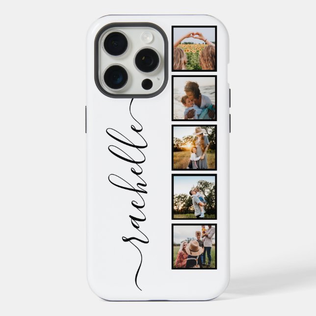 Elegant Script Monogram Personalised Photo Collage iPhone Case (Back)