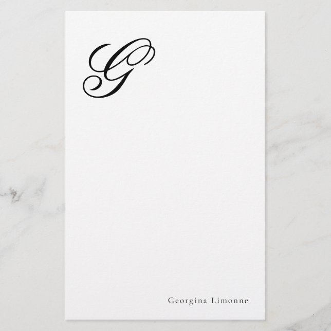 Elegant Script Monogram Personalised Stationery (Front)