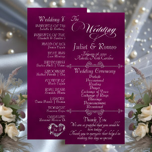 Elegant Script & Monogram - Plum Wedding Program