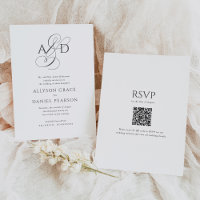 Elegant Script Monogram QR Code Classic Wedding