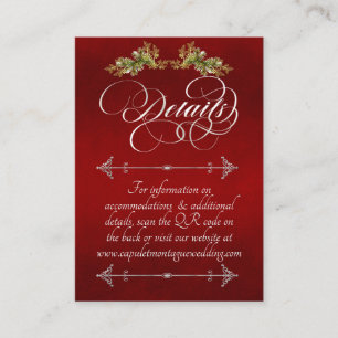 Elegant Script & Monogram - Red/Silver Enclosure Card