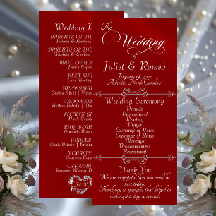 Elegant Script & Monogram - Red Wedding Program