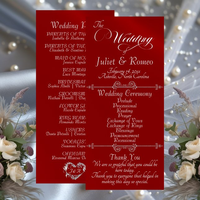 Elegant Script & Monogram - Red Wedding Program (Creator Uploaded)