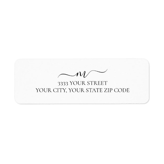 Elegant Script Monogram Return Address Return Address Label (Front)