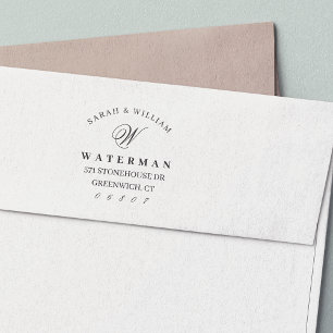 Elegant Script Monogram   Return Address Self-inking Stamp