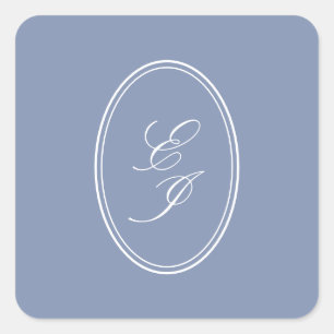 Elegant Script Monogram Self Adhesive Wedding Square Sticker