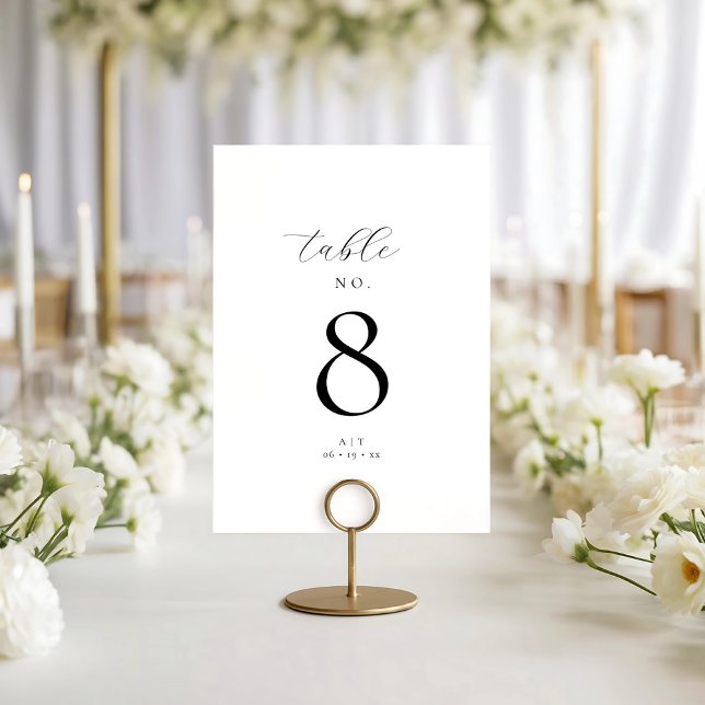 Elegant Script Monogram Wedding Table Number Card (Creator Uploaded)