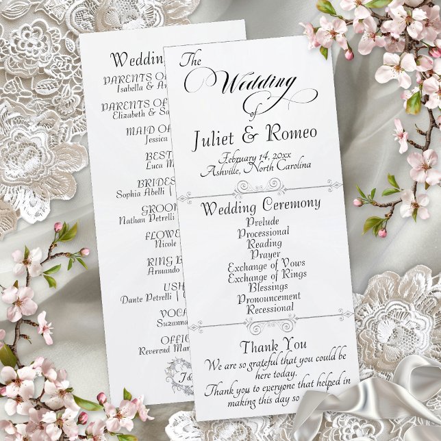 Elegant Script & Monogram - White Pearl Wedding Program (Creator Uploaded)
