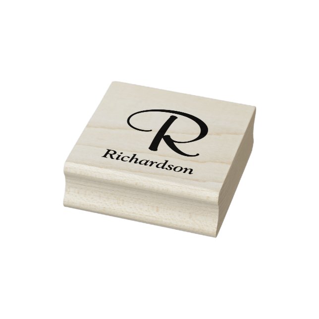 Elegant Script Monogram with Name Rubber Stamp (Stamp)