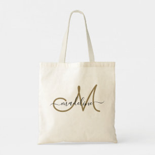 Elegant Script Monogrammed Name Modern Trendy Tote Bag