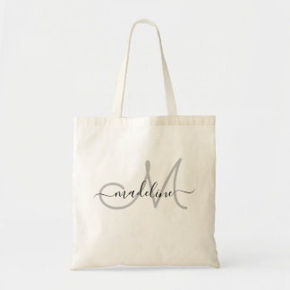 Elegant Script Monogrammed Name Modern Trendy  Tote Bag