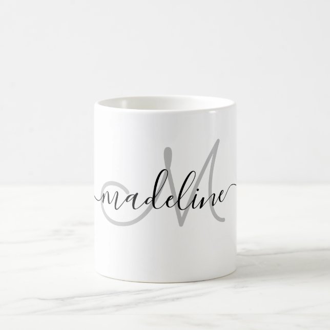 Elegant Script Monogrammmed Name Modern Coffee Mug (Center)