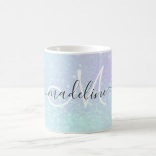 Elegant Script Monogrammmed Pastel Opal Coffee Mug