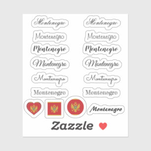 Elegant script Montenegro & Flag /name Set