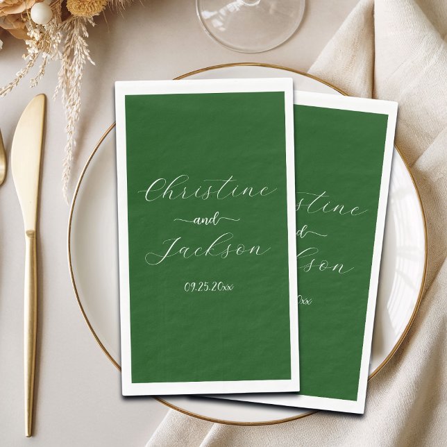 Elegant Script Moss Green Wedding Napkin (Creator Uploaded)