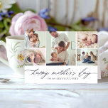 Elegant Script Mother's Day Photo Collage Card<br><div class="desc">Affordable custom printed Mother's Day photo cards. This stylish minimalist design features elegant script lettering. Personalize it with a 5 photo collage template and your custom Happy Mother's Day message. Use the design tools to customize text fonts and colors to create a unique one of a kind Mother's Day photo...</div>