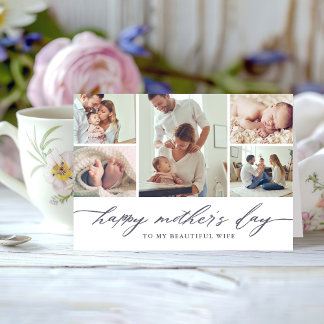 Elegant Script Mother's Day Photo Collage Card