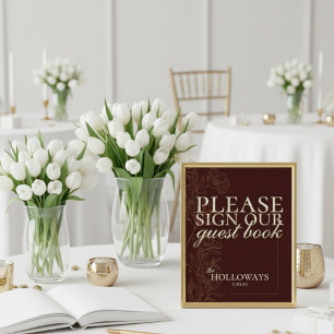 Elegant Script Mousse Brown Wedding Guestbook Acrylic Sign