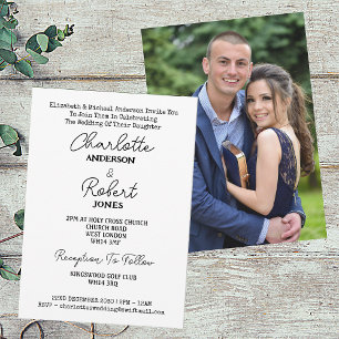 Elegant Script Mr And Mrs Photo Wedding Invitation