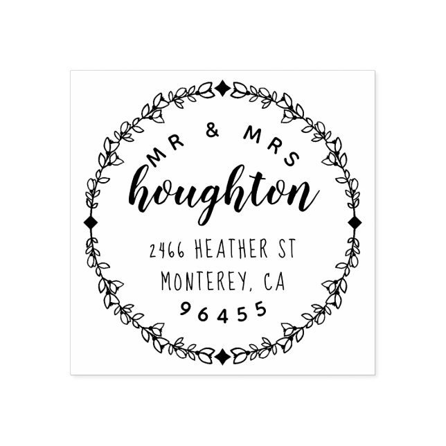 Elegant Script Mr & Mrs Married Return Address Rubber Stamp (Imprint)