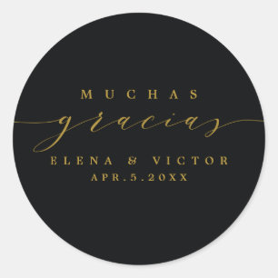 ELEGANT SCRIPT MUCHAS GRACIAS   THANK YOU STICKER