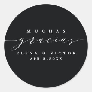 ELEGANT SCRIPT MUCHAS GRACIAS   THANK YOU STICKER