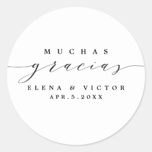 ELEGANT SCRIPT MUCHAS GRACIAS   THANK YOU STICKER