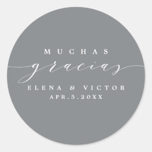 ELEGANT SCRIPT MUCHAS GRACIAS   THANK YOU STICKER