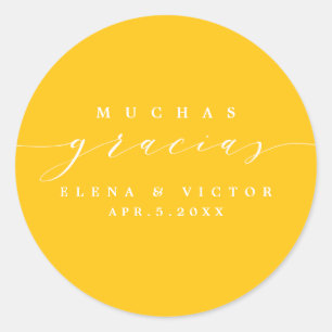 ELEGANT SCRIPT MUCHAS GRACIAS   THANK YOU STICKER