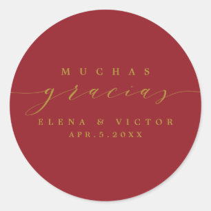 ELEGANT SCRIPT MUCHAS GRACIAS   THANK YOU STICKER