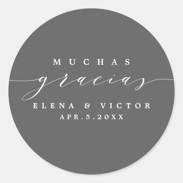 ELEGANT SCRIPT MUCHAS GRACIAS | THANK YOU STICKER (Front)
