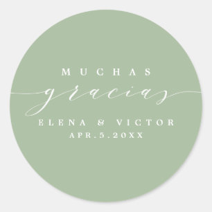 ELEGANT SCRIPT MUCHAS GRACIAS   THANK YOU STICKER