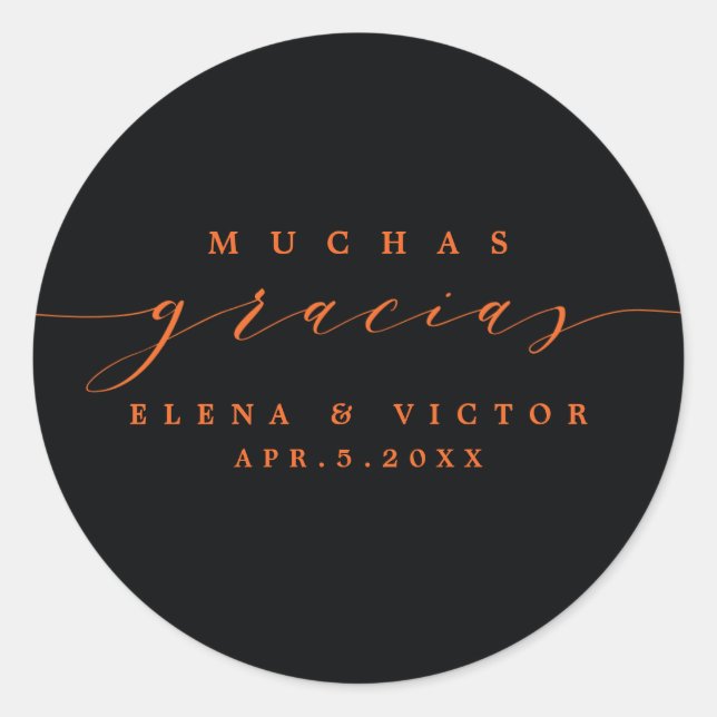 ELEGANT SCRIPT MUCHAS GRACIAS | THANK YOU STICKER (Front)