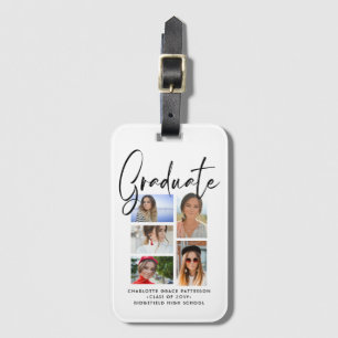 Elegant Script Multi Photo Graduation Graduate Luggage Tag