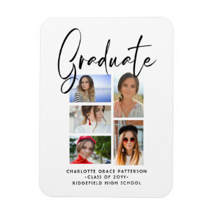 Elegant Script Multi Photo Graduation Graduate Magnet