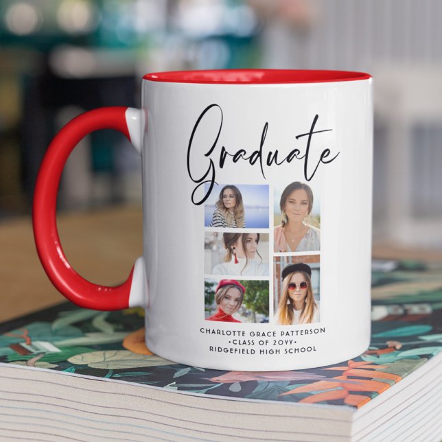Elegant Script Multi Photo Graduation Graduate Mug (Creator Uploaded)