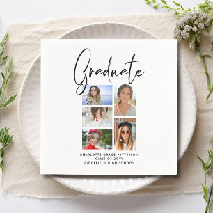 Elegant Script Multi Photo Graduation Graduate Napkin