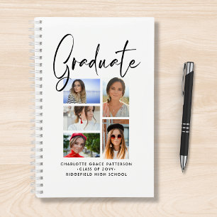 Elegant Script Multi Photo Graduation Graduate Notebook