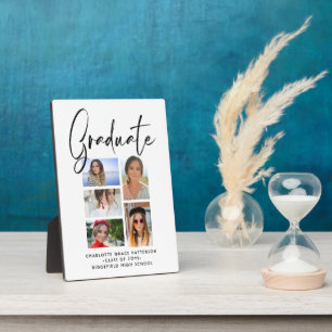 Elegant Script Multi Photo Graduation Graduate Plaque