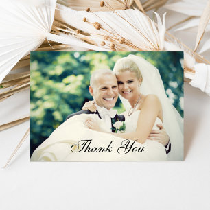 Elegant Script Multiple Photo Wedding Thank You Card
