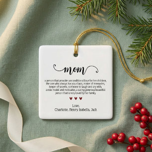 Elegant Script Mum Definition Custom Christmas Ceramic Ornament