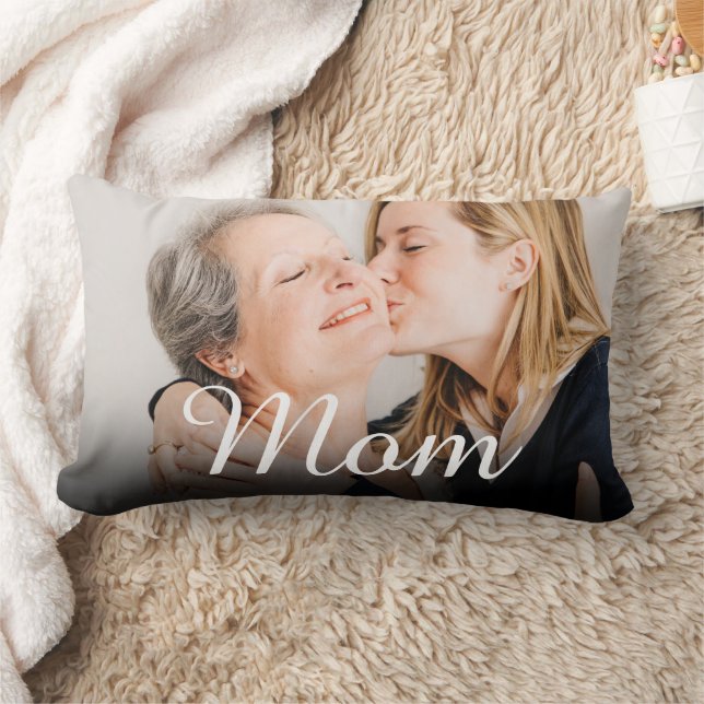 Elegant Script Mum Definition Photo Lumbar Cushion (Blanket)