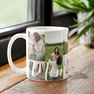Elegant Script Mum Photo Grid Layout Personalised Coffee Mug