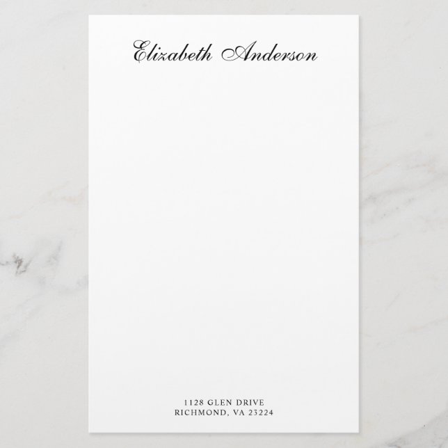 Elegant Script Name Address Stationery (Front)