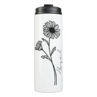 Elegant Script Name April Month Birth Flower Daisy