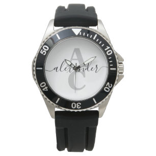 Elegant Script Name Custom Monogram Initial Watch