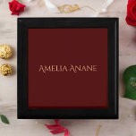 Elegant Script Name Dark Red Birthday  Gift Box<br><div class="desc">This elegant dark red and blush pink typography gift box exudes sophistication with its refined colour combination and modern design. Perfect for presenting special gifts,  it adds a stylish and personalised touch to any occasion.</div>