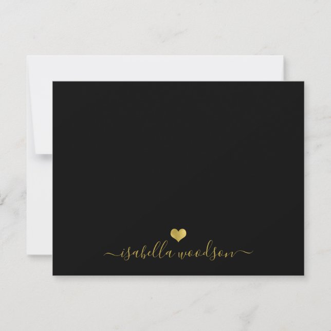 Elegant Script Name Faux Gold Foil Heart  Card (Front)