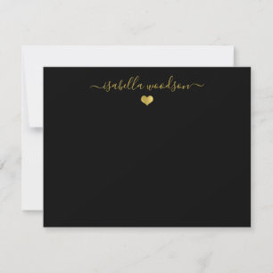 Elegant Script Name Faux Gold Foil Heart Card